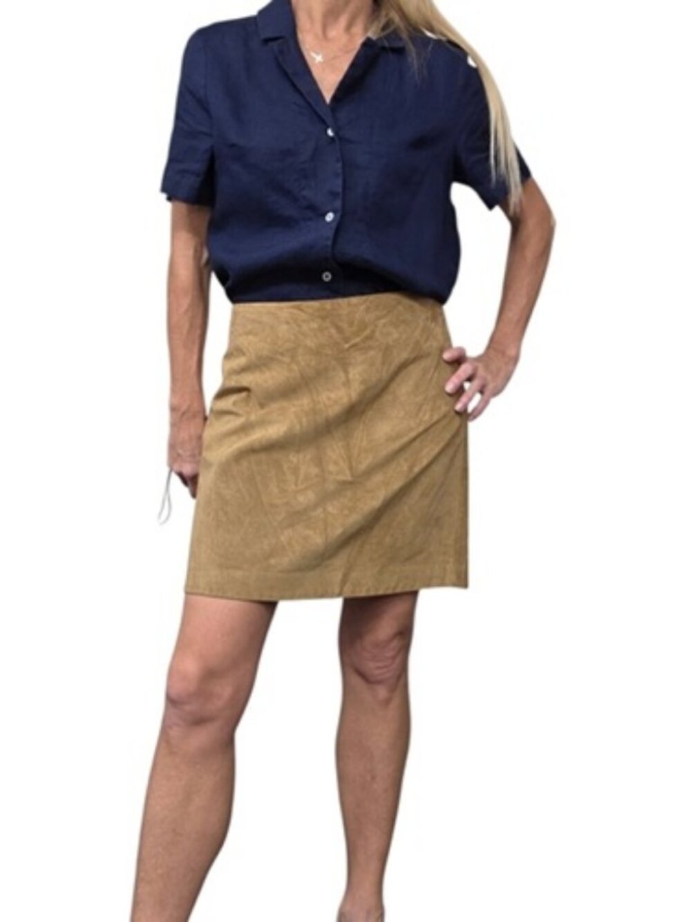 Banana Republic Brown Suede Leather Mini Skirt Y2K Size 4 - Picture 2 of 8